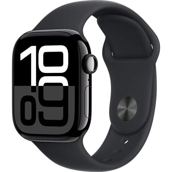 Apple Watch Series 10 46mm Aluminum Jet Black Case Black Sport Band S/M
